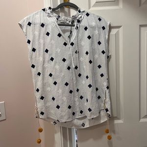 Madewell Ruffle Neck Tassel Top Medium